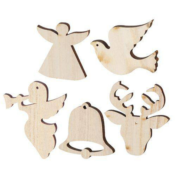 Wooden Christmas Shapes Large 30pcs