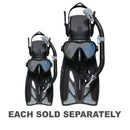 Infinity Adult Dry Silicone Mask, Snorkel & Fin Set (Black)