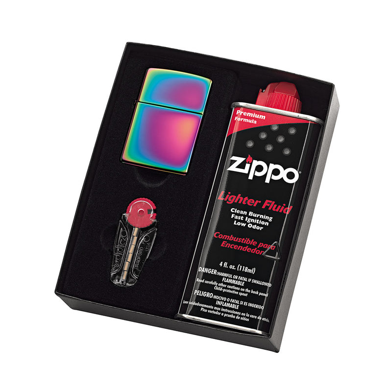  Zippo-Feuerzeug mit Flüssigkeit und Feuersteinen im Geschenkpaket