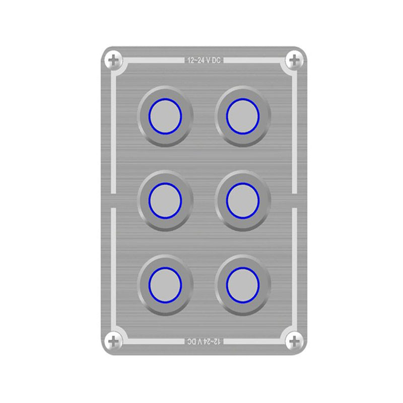 6-Way Stainless Illuminated Switch Panel (Blue)