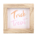 Pink Trick Or Treat Wooden Framed Sign