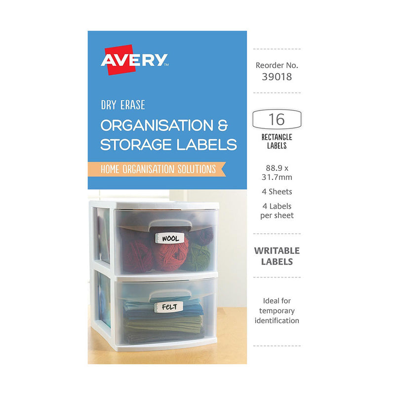  Avery Erase Organisationsetiketten, 16 Stück (89 x 32 mm)