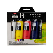 Jasart Byron Primary Warm Acrylic Paint Set 75mL (Pack of 5)