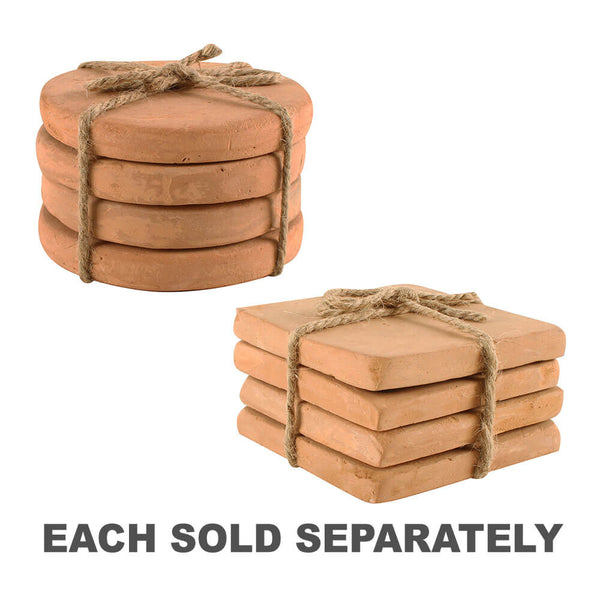 Caharin Terracotta Coasters with Stoppers Set of 4