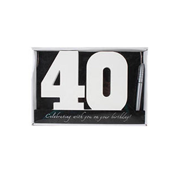 40th Birthday Signature Number with Pen (29x22x2cm)