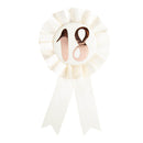Insigne d'anniversaire en or rose sur rosette blanche