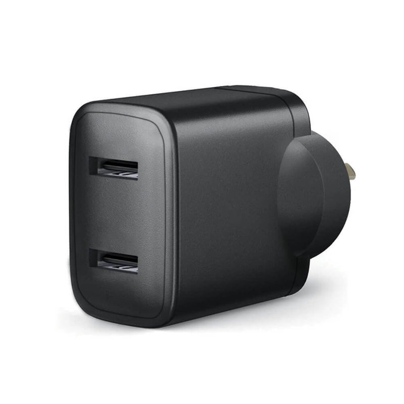 Adaptateur secteur double USB noir (5VDC)