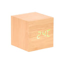 LED Wooden Cube Desk Clock w/ Temp/Date Display