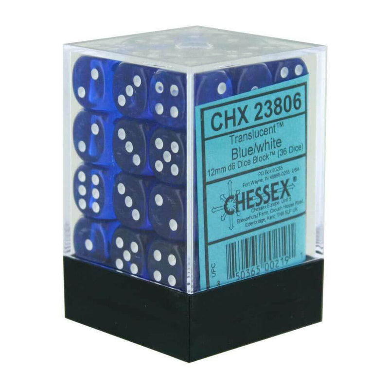 D6 Würfel durchscheinend 12 mm (36 Würfel)