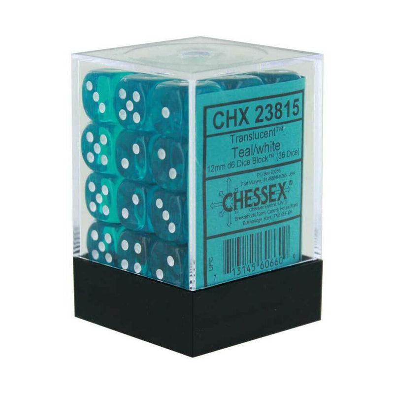 D6 Würfel durchscheinend 12 mm (36 Würfel)