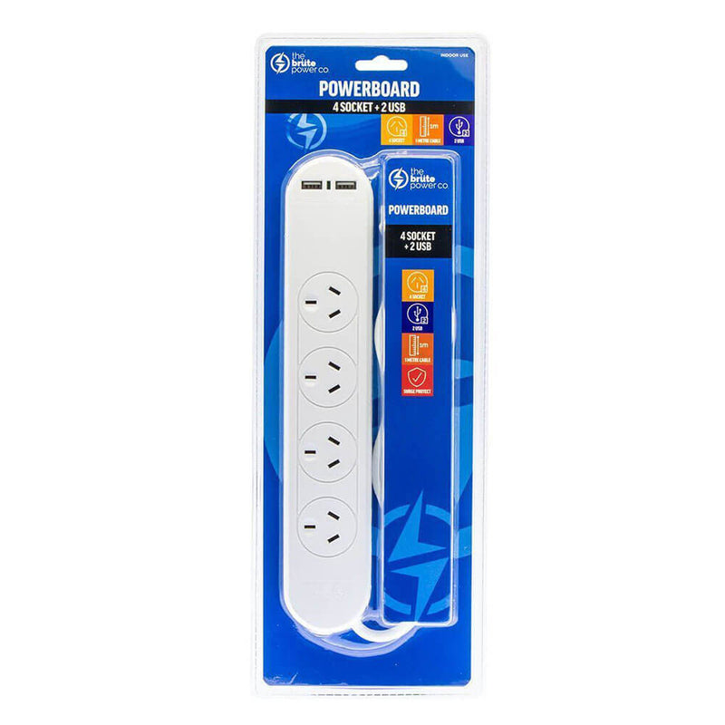 The Brute Power Co. Carte d'alimentation 4 prises Blanc