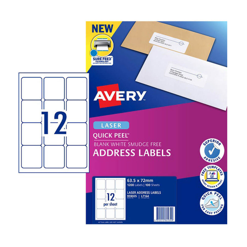 Avery Laser Étiquette d'adresse Blanc (100pk)