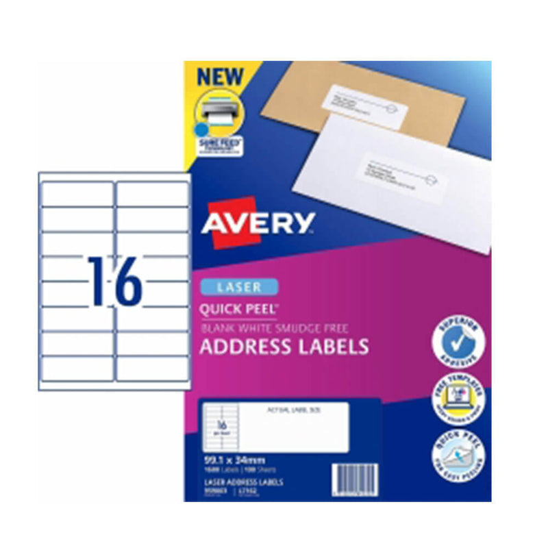 Avery Laser Étiquette d'adresse Blanc (100pk)