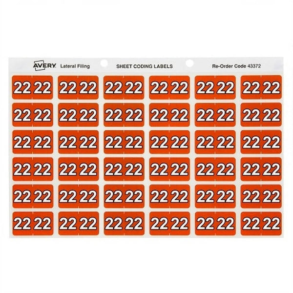 Avery 22 Side Tab Colour Coding Label Roll Orange (500pcs)