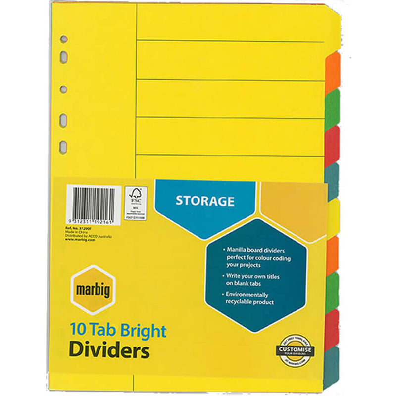 Marbig Manilla Bright Dividers (A4)