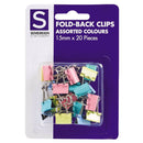Stat Fold Back Clips 20pk 15mm (Assorted Colours)