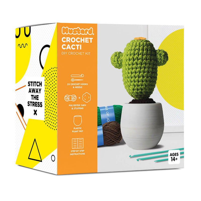 Cactus au crochet moutarde